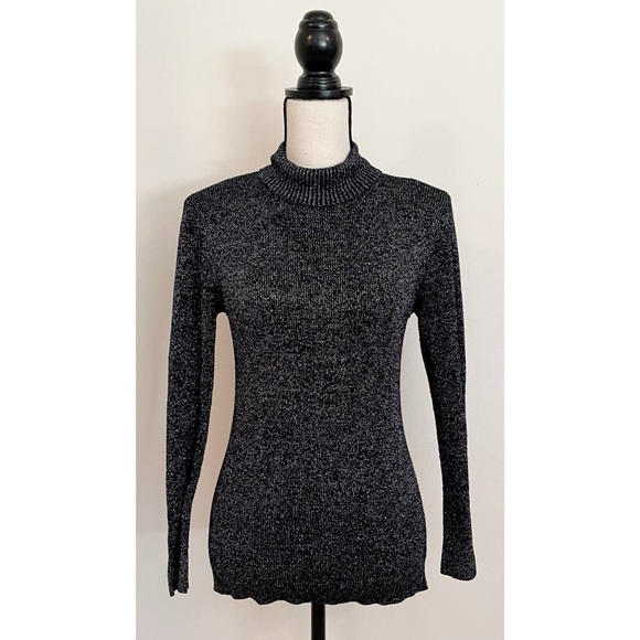 Vintage Sweaters - Vintage 70s Metallic Turtle Neck Sweater